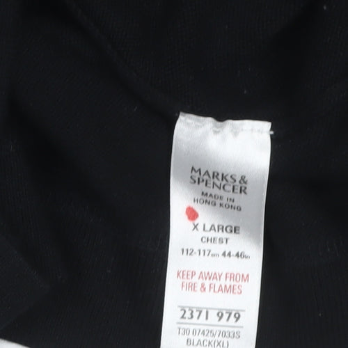 Marks and Spencer Men's Black XL High Neck Cotton Pullover Jumper