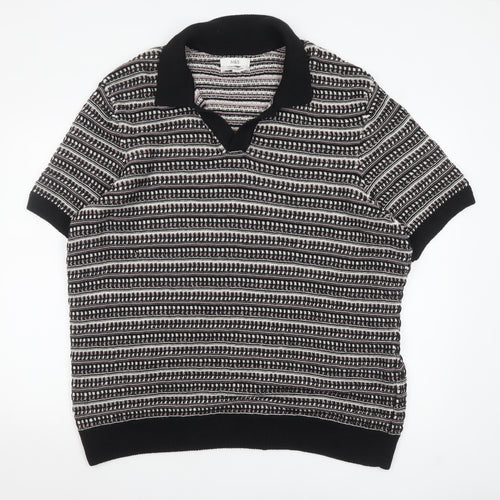Marks and Spencer Men's Black 2XL Collared Short Sleeve Knit Polo Jumper