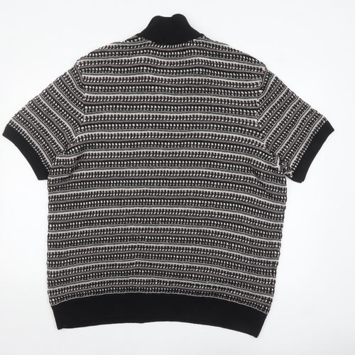 Marks and Spencer Men's Black 2XL Collared Short Sleeve Knit Polo Jumper
