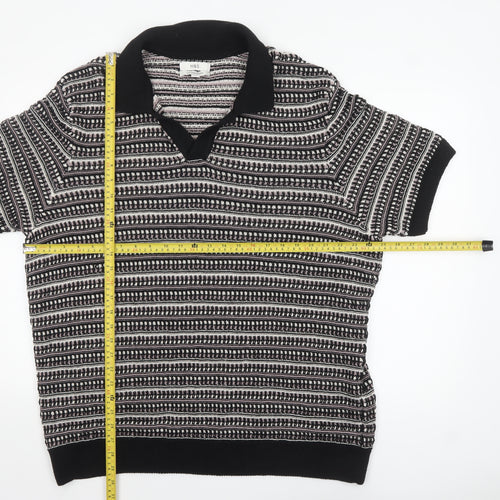 Marks and Spencer Men's Black 2XL Collared Short Sleeve Knit Polo Jumper