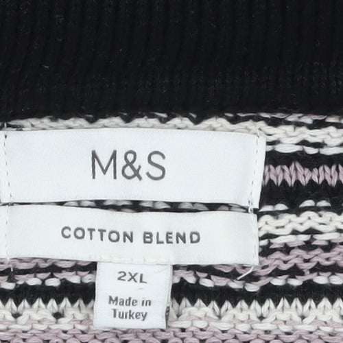 Marks and Spencer Men's Black 2XL Collared Short Sleeve Knit Polo Jumper