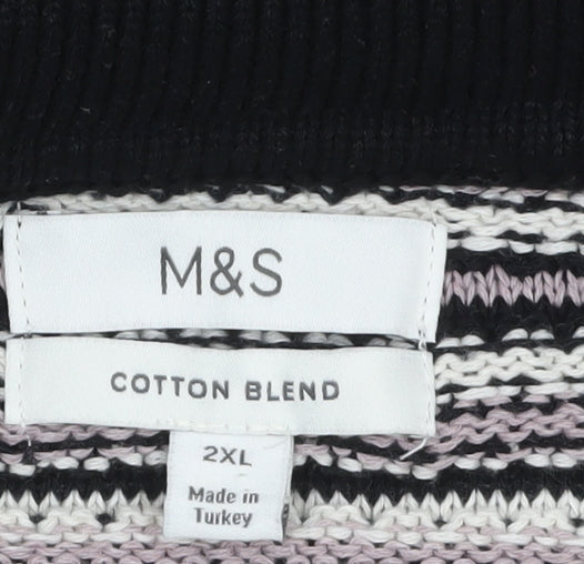 Marks and Spencer Men's Black 2XL Collared Short Sleeve Knit Polo Jumper