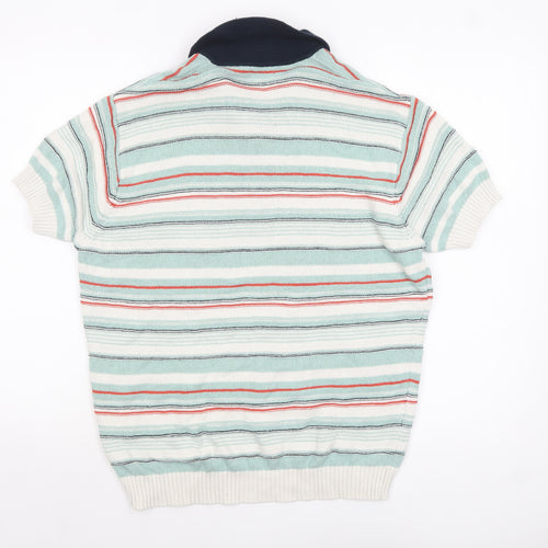 Zara Men’s Multicoloured Striped Collared Henley Jumper Size M