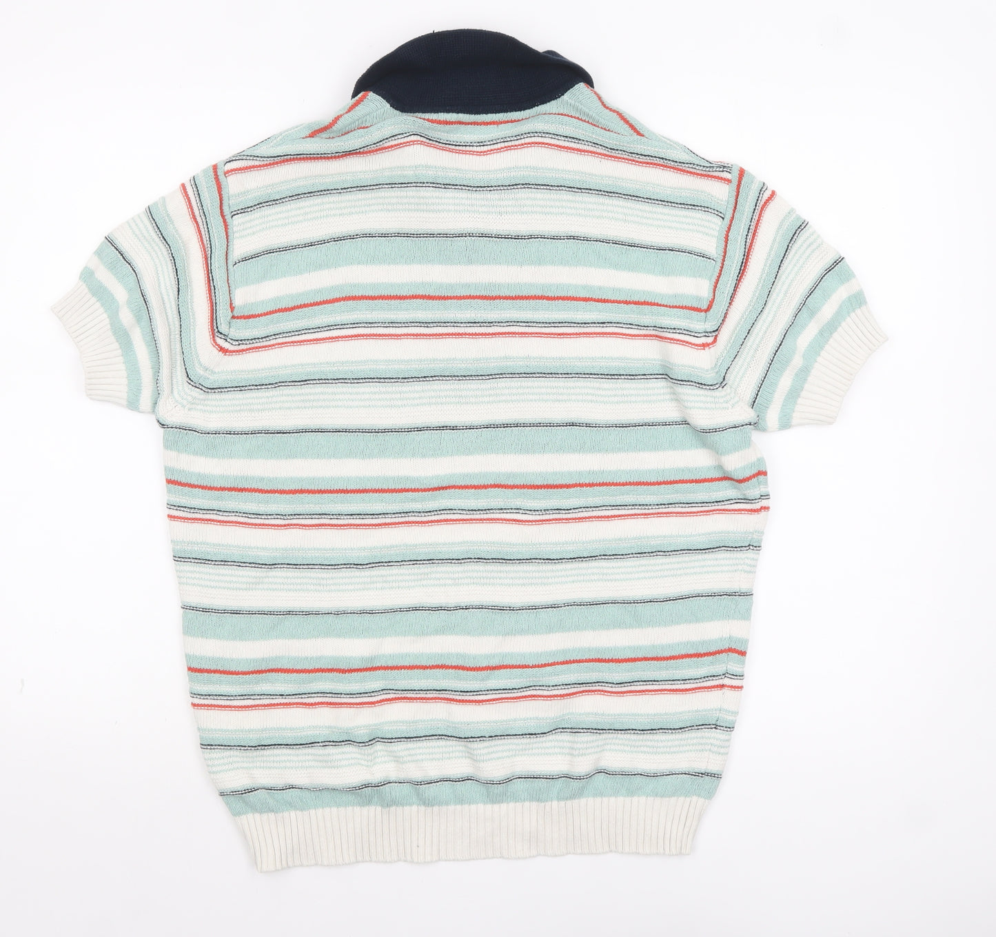 Zara Men’s Multicoloured Striped Collared Henley Jumper Size M