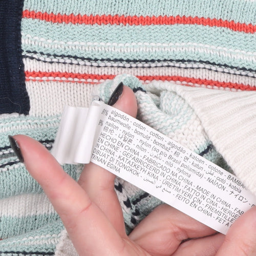 Zara Men’s Multicoloured Striped Collared Henley Jumper Size M