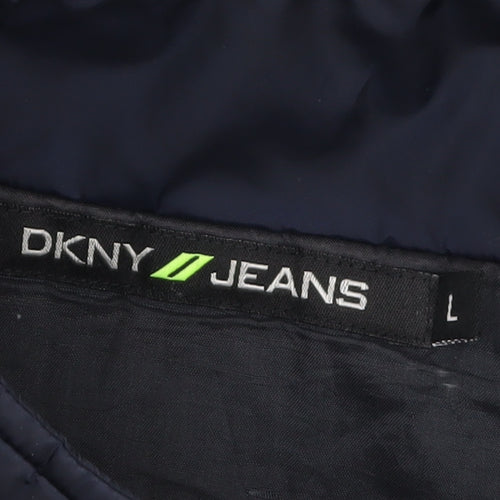 DKNY Jeans Men Blue L Puffer Jacket Nylon Winter Zip Up