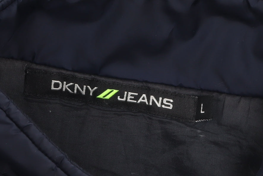 DKNY Jeans Men Blue L Puffer Jacket Nylon Winter Zip Up