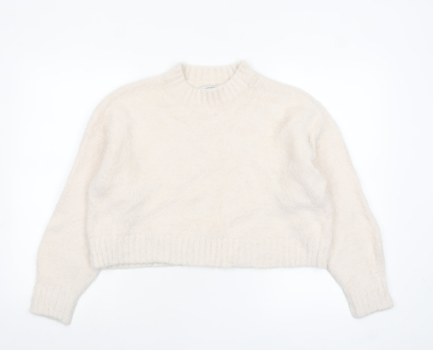 American Eagle Women Ivory Knit Crew Neck Pullover Jumper Size M
