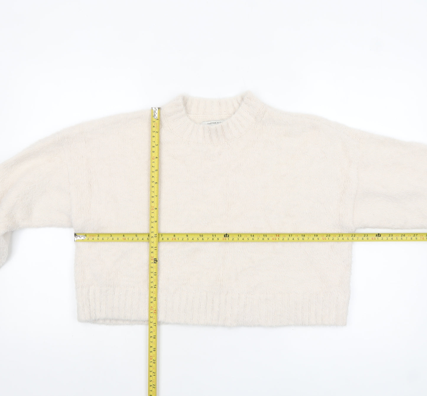 American Eagle Women Ivory Knit Crew Neck Pullover Jumper Size M