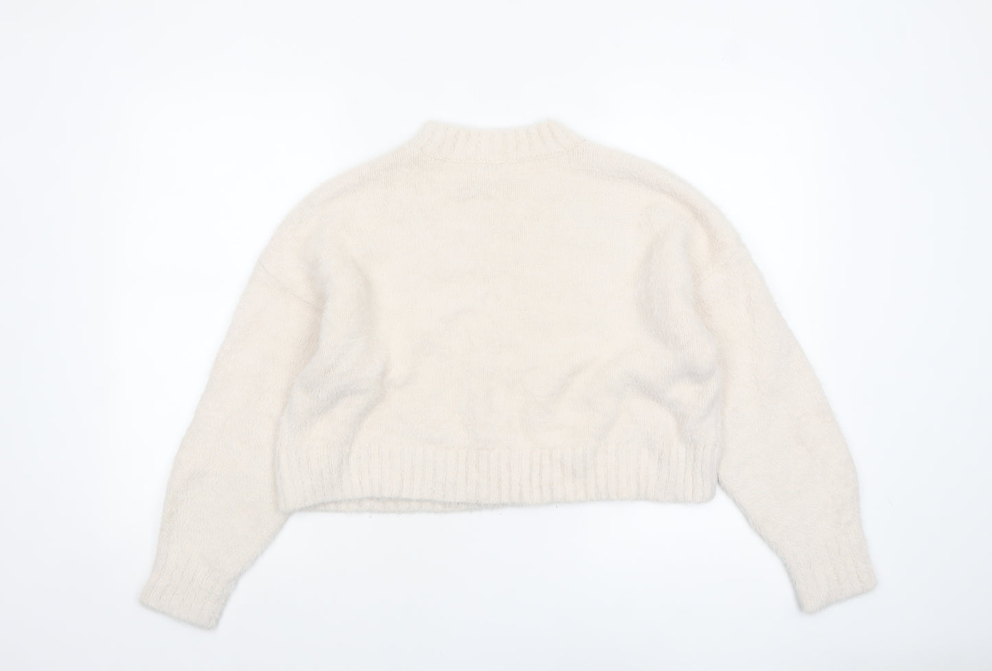 American Eagle Women Ivory Knit Crew Neck Pullover Jumper Size M