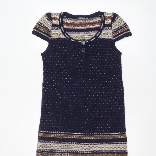 Easy Wear Women's Blue Fair Isle Jumper Dress Size 14