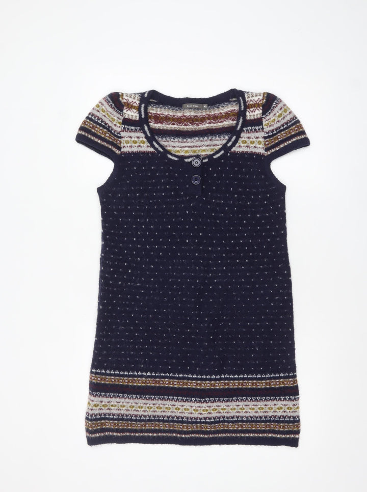 Easy Wear Women's Blue Fair Isle Jumper Dress Size 14