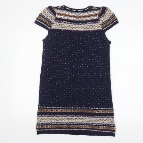 Easy Wear Women's Blue Fair Isle Jumper Dress Size 14