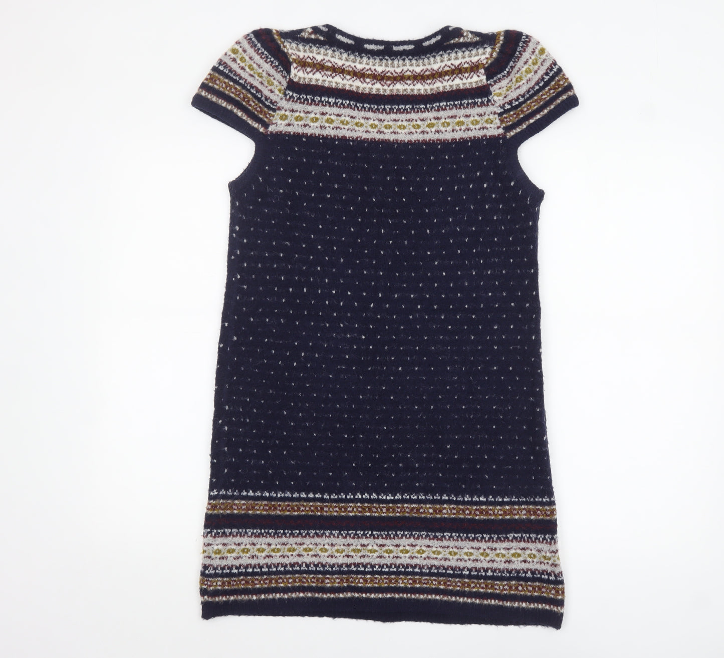 Easy Wear Women's Blue Fair Isle Jumper Dress Size 14