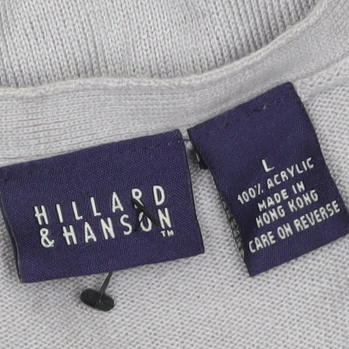 Hillard & Hanson Womens Grey V-Neck Embroidered Cardigan L