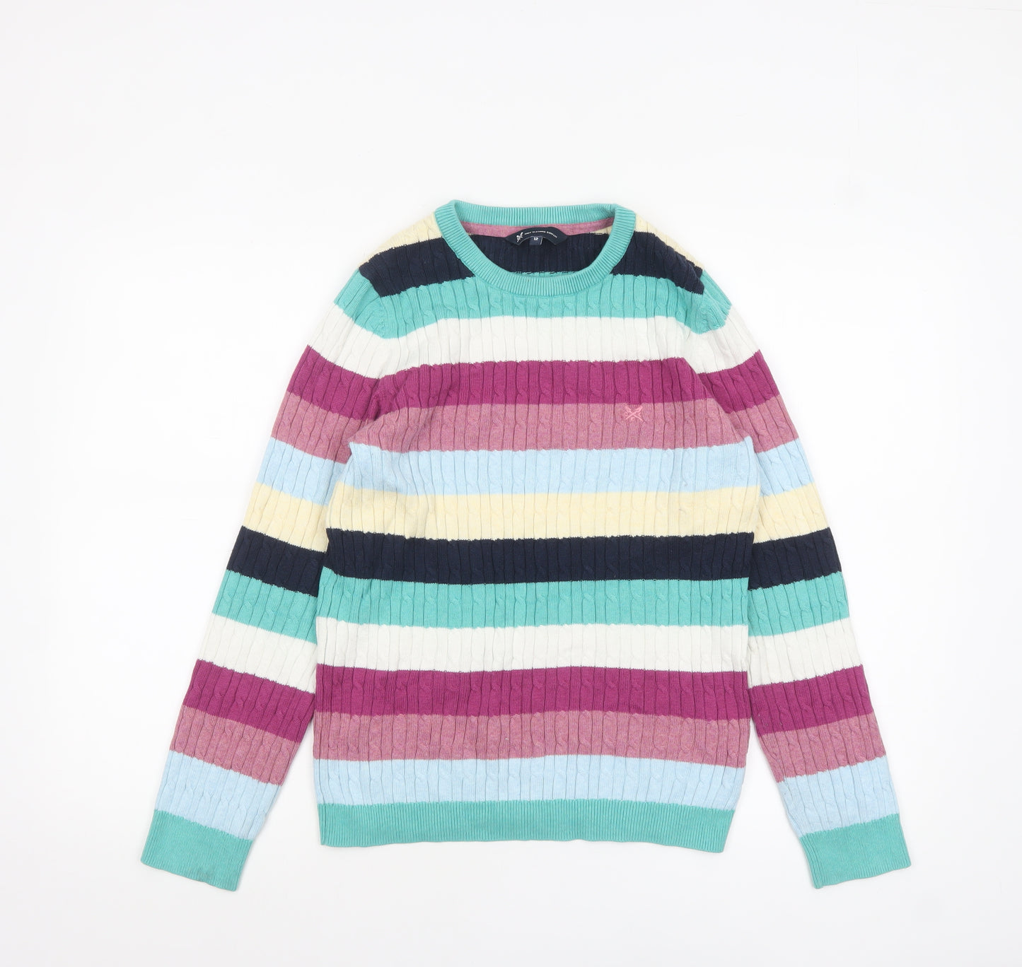 Crew Clothing Company Women's Multicoloured Stripe Cotton Cashmere Jumper Size 12