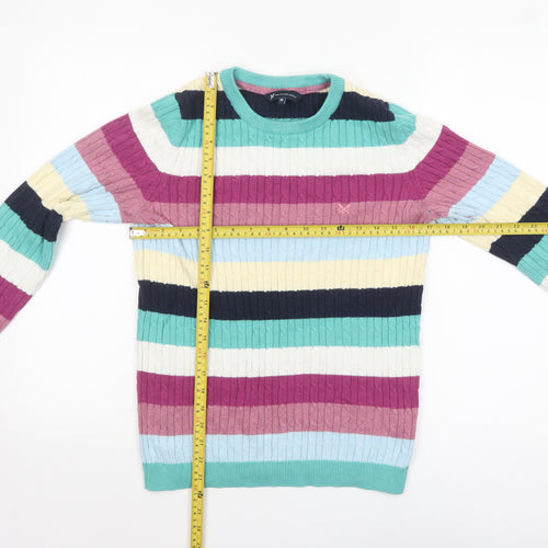Crew Clothing Company Women's Multicoloured Stripe Cotton Cashmere Jumper Size 12