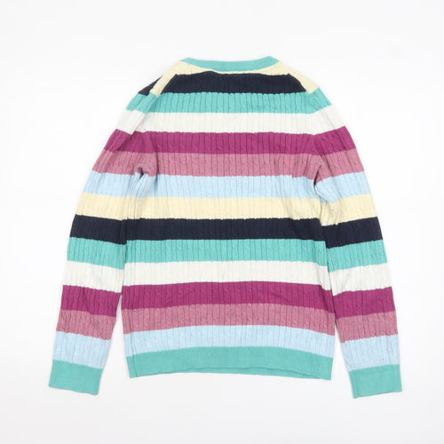 Crew Clothing Company Women's Multicoloured Stripe Cotton Cashmere Jumper Size 12