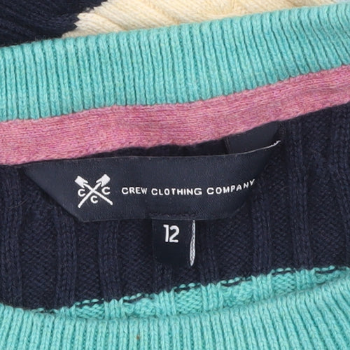 Crew Clothing Company Women's Multicoloured Stripe Cotton Cashmere Jumper Size 12