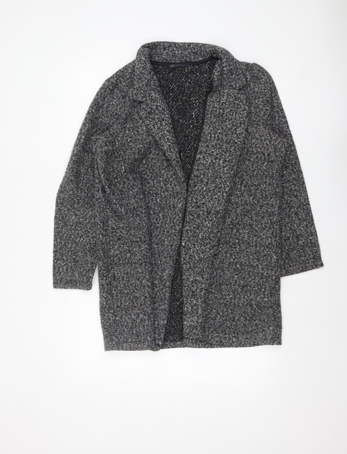 Marks and Spencer Women Grey Size 16 Knit Coatigan Overcoat