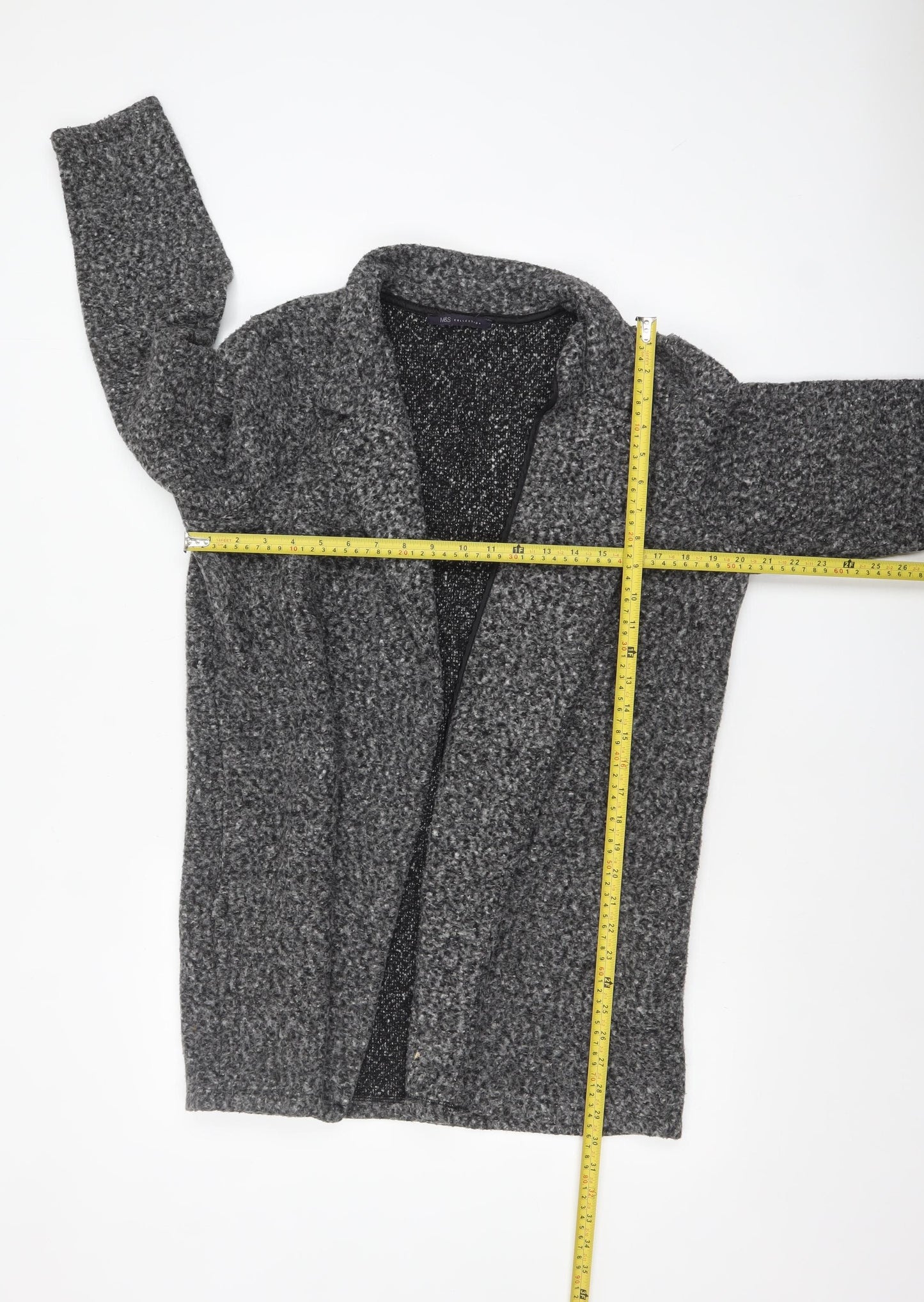 Marks and Spencer Women Grey Size 16 Knit Coatigan Overcoat