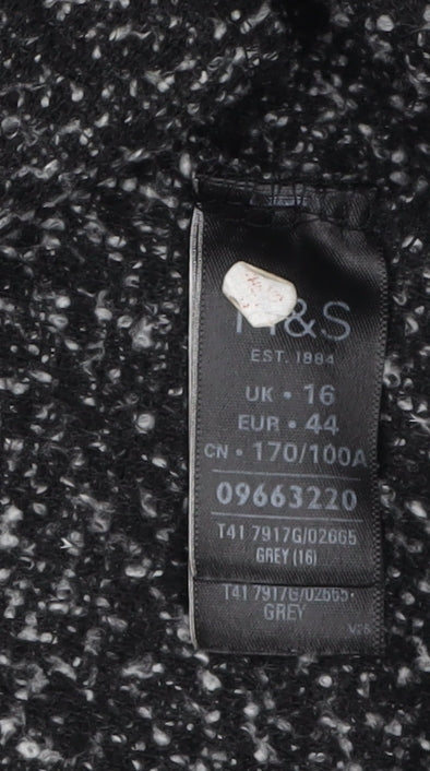 Marks and Spencer Women Grey Size 16 Knit Coatigan Overcoat