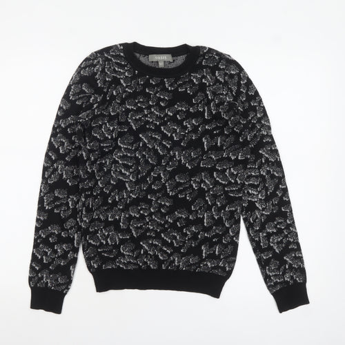 Oasis Women's Black Glitter Animal Print Knit Jumper Size S