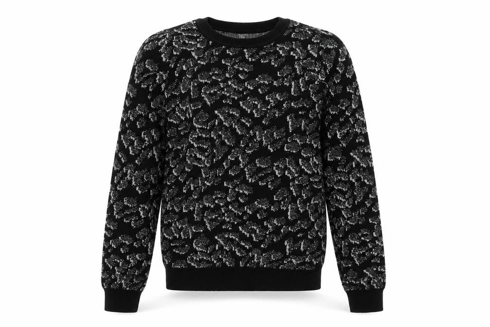 Oasis Women's Black Glitter Animal Print Knit Jumper Size S