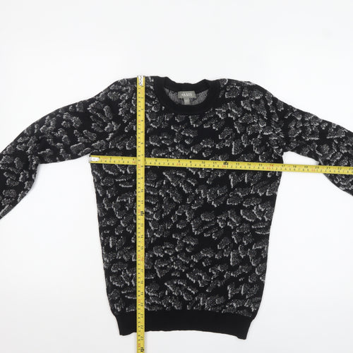 Oasis Women's Black Glitter Animal Print Knit Jumper Size S