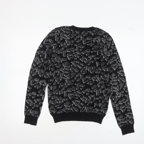 Oasis Women's Black Glitter Animal Print Knit Jumper Size S