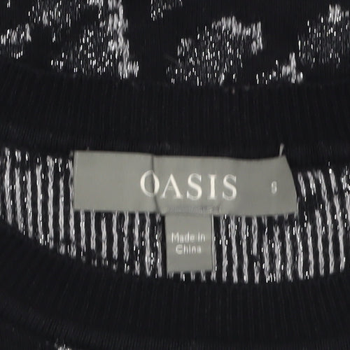 Oasis Women's Black Glitter Animal Print Knit Jumper Size S