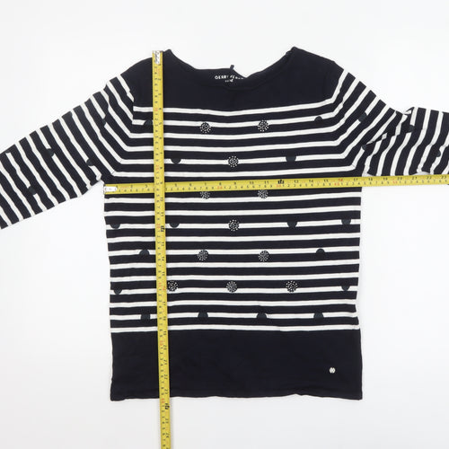 Gerry Weber Women Blue Striped Boat Neck 3/4 Sleeve Cotton Jumper Size 10