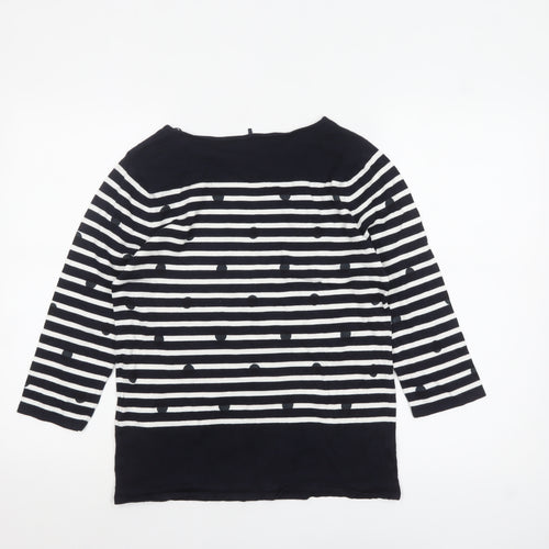 Gerry Weber Women Blue Striped Boat Neck 3/4 Sleeve Cotton Jumper Size 10