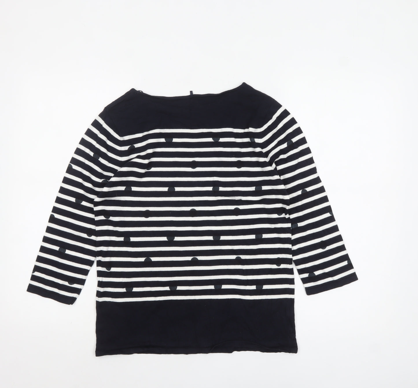 Gerry Weber Women Blue Striped Boat Neck 3/4 Sleeve Cotton Jumper Size 10