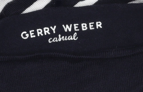 Gerry Weber Women Blue Striped Boat Neck 3/4 Sleeve Cotton Jumper Size 10