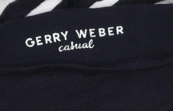 Gerry Weber Women Blue Striped Boat Neck 3/4 Sleeve Cotton Jumper Size 10