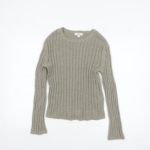 Marks and Spencer Women’s Grey Ribbed Knit Pullover Jumper Size S