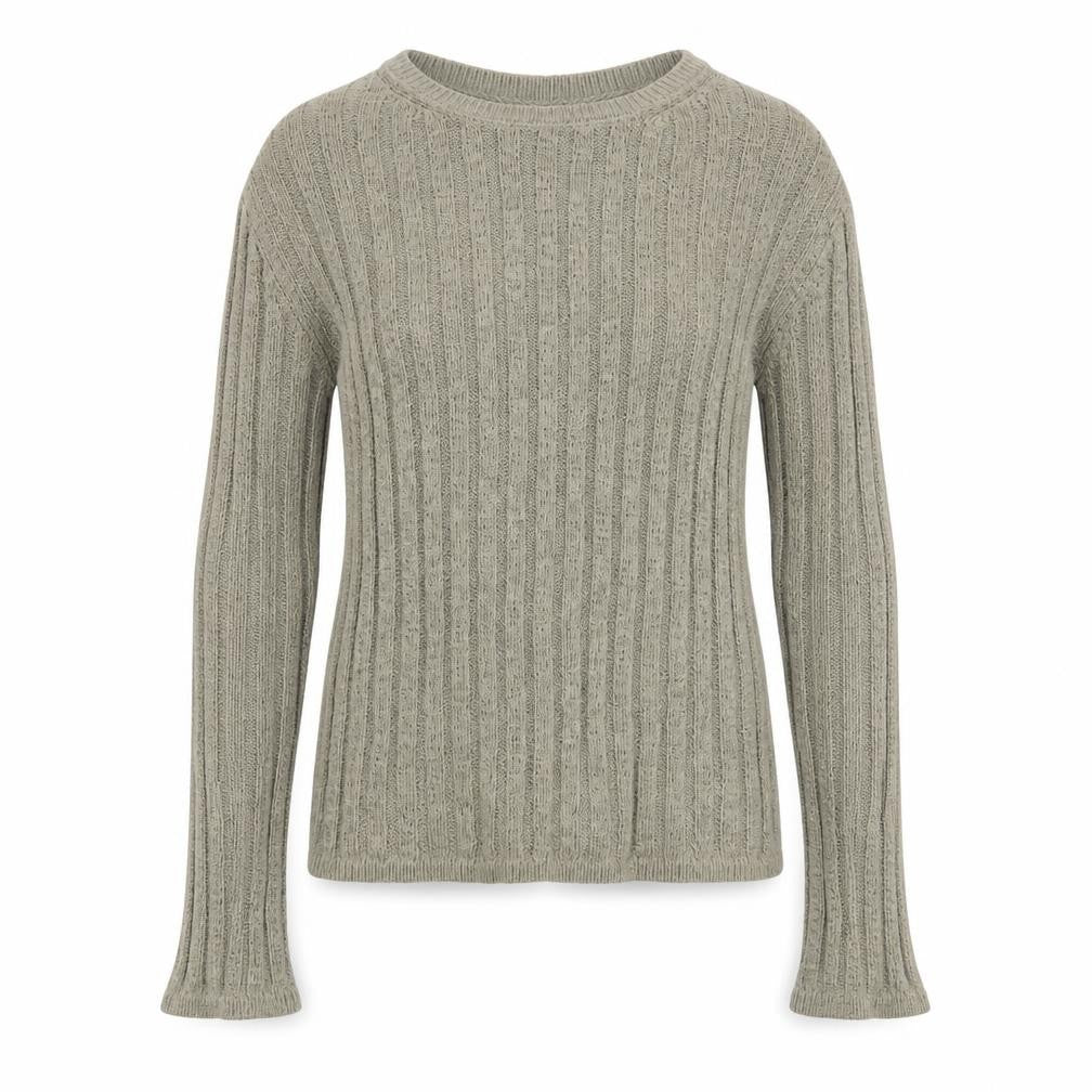Front view of Marks & Spencer Women’s Grey Ribbed Knit jumper, size S