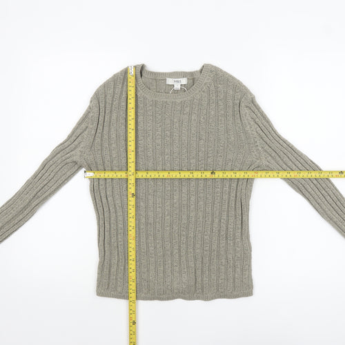 Marks and Spencer Women’s Grey Ribbed Knit Pullover Jumper Size S