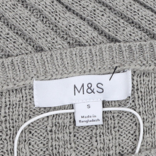 Marks and Spencer Women’s Grey Ribbed Knit Pullover Jumper Size S