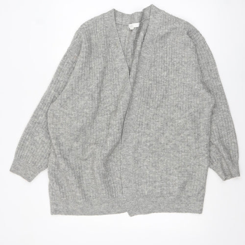 H&M Women Grey Wool Blend Open Knit Cardigan L