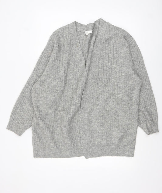 H&M Women Grey Wool Blend Open Knit Cardigan L