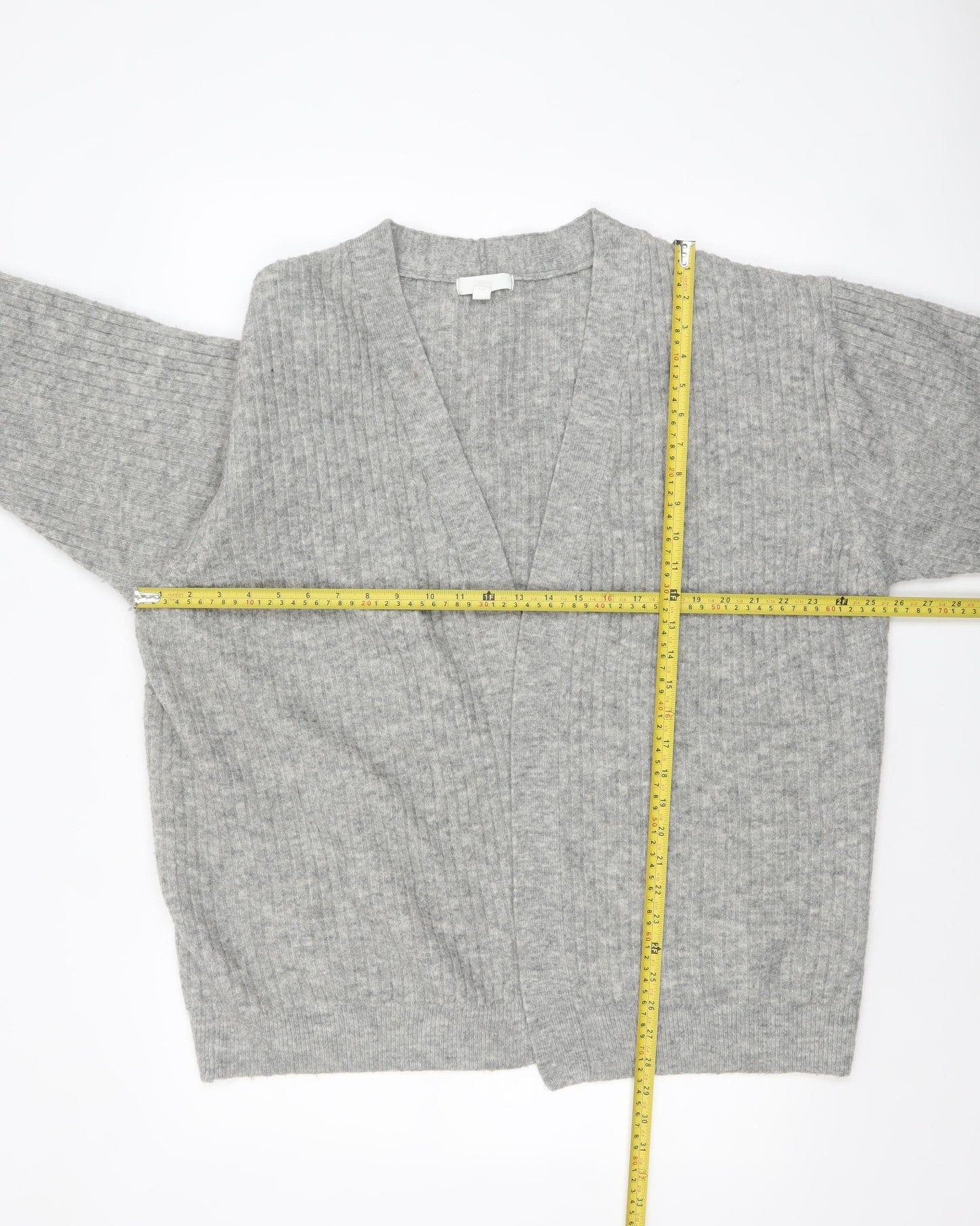 H&M Women Grey Wool Blend Open Knit Cardigan L