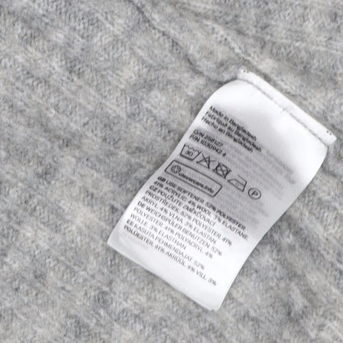 H&M Women Grey Wool Blend Open Knit Cardigan L