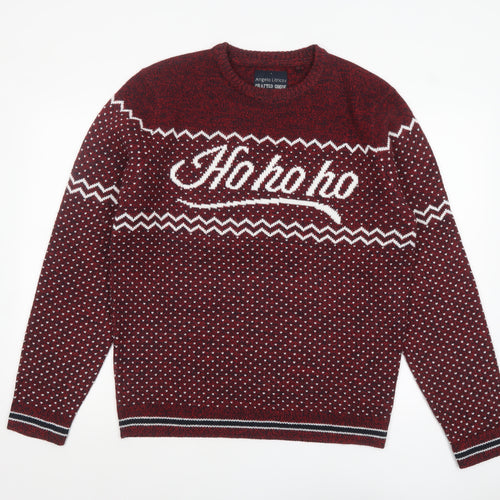 Angelo Litrico Men's Red Christmas Crew Neck Pullover Jumper L