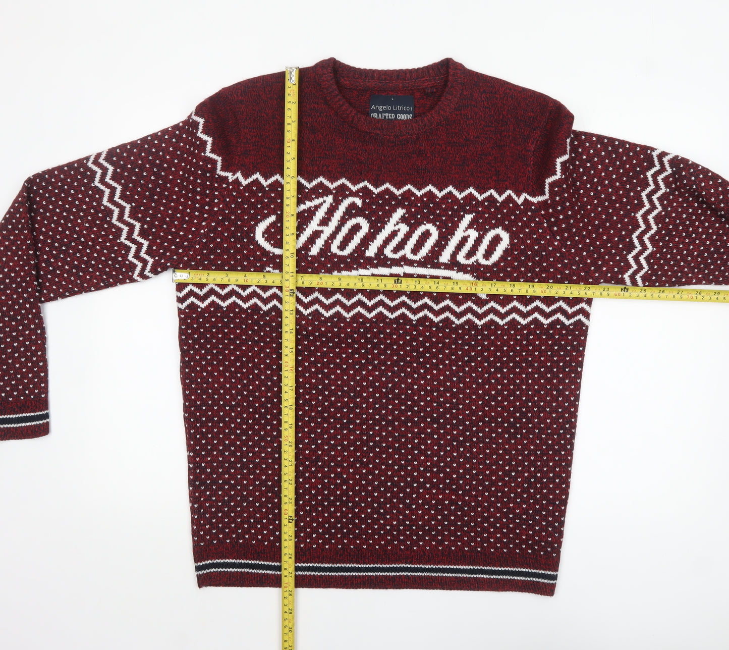 Angelo Litrico Men's Red Christmas Crew Neck Pullover Jumper L