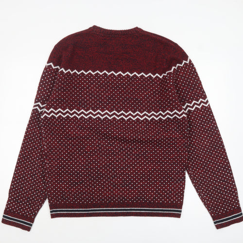 Angelo Litrico Men's Red Christmas Crew Neck Pullover Jumper L