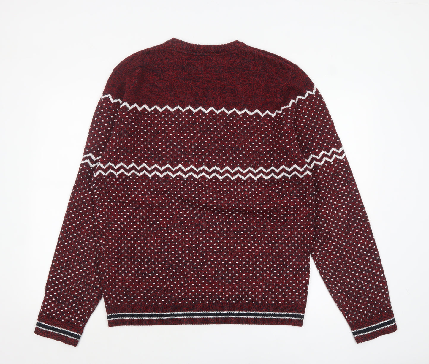 Angelo Litrico Men's Red Christmas Crew Neck Pullover Jumper L