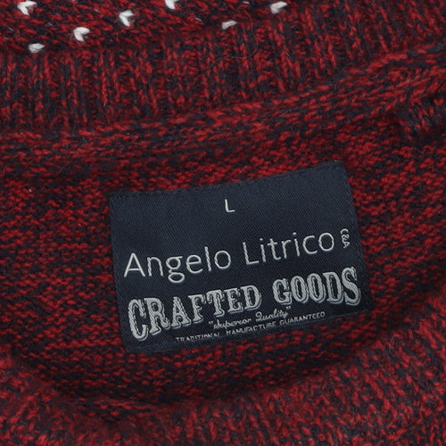 Angelo Litrico Men's Red Christmas Crew Neck Pullover Jumper L