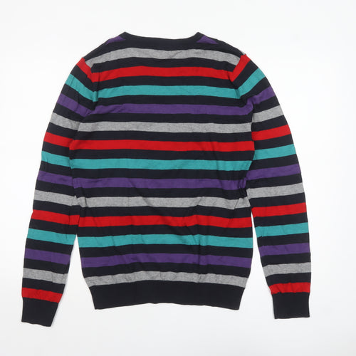 H&M Men's Multicoloured Striped Cotton Pullover Jumper M